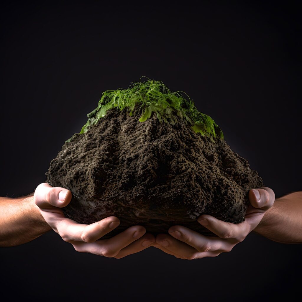 Composted soil in hands